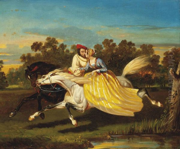 L'amour A Toute Vitesse Oil Painting by Alfred De Dreux