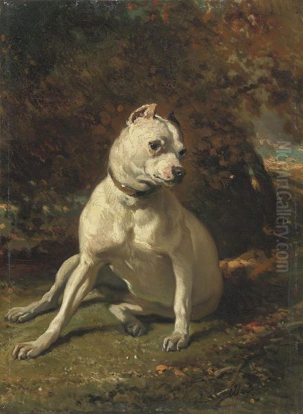 Dogue Assis Oil Painting by Alfred De Dreux