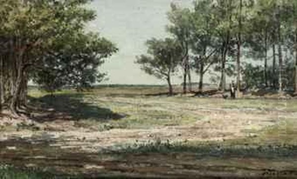 A Wanderer And Her Dog On The Heath Oil Painting by Willem De Famars Testas