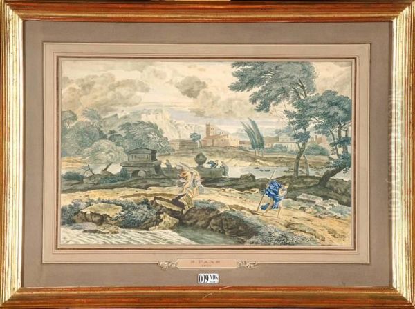 Paysage Italianisant Anime Oil Painting by Nicolas Henri Joseph De Fassin