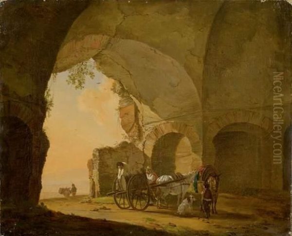 Attelage Sous Une Arcade Oil Painting by Nicolas Henri Joseph De Fassin