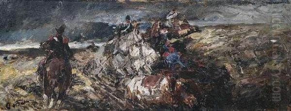 Soldiers Onhorseback. Oil Painting by Otto V. Faber De Faur