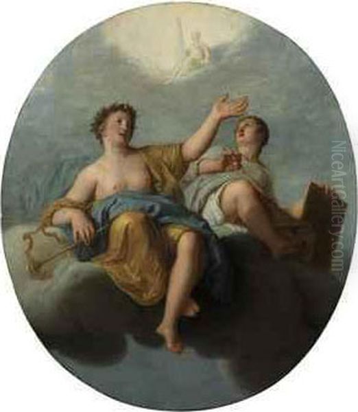 Allegory Of Music And Painting Oil Painting by Henri Antoine de Favanne