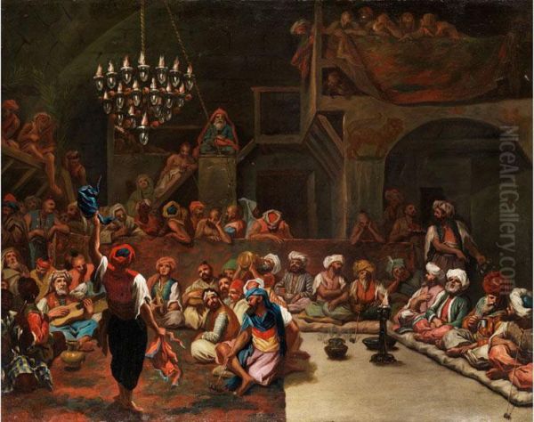 Orientalisches Interieur Oil Painting by Antoine de Favray