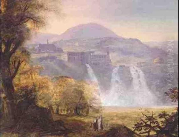 Falls At Frascati Oil Painting by Philippe De Fegely