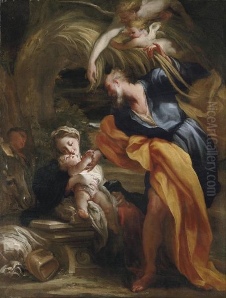 The Rest On The Flight To Egypt Oil Painting by Gregorio de Ferrari