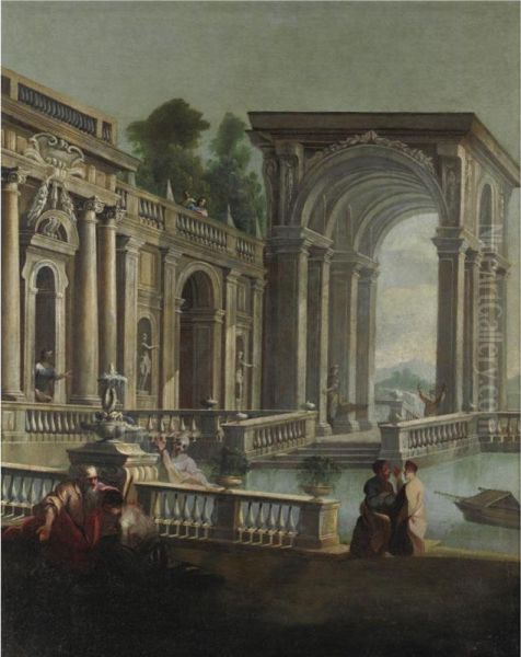 Capriccio Architettonico Con Il Ritorno Del Figliol Prodigo Oil Painting by Gregorio de Ferrari