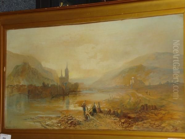 Bingen, Rhine Oil Painting by James Vivien de Fleury