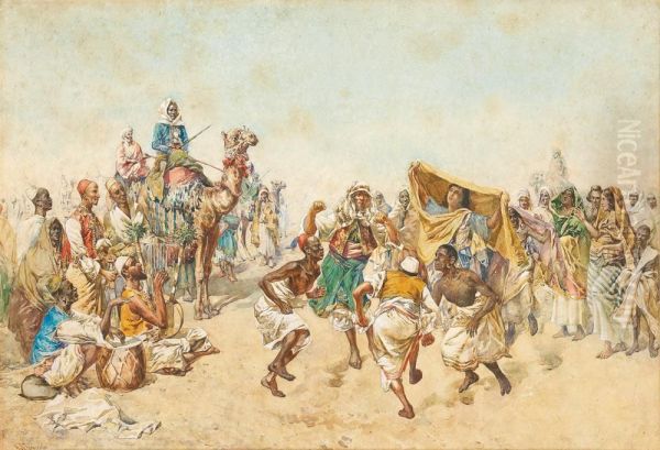 Danse Dans Le Desert. Oil Painting by Mariano De Franceschi