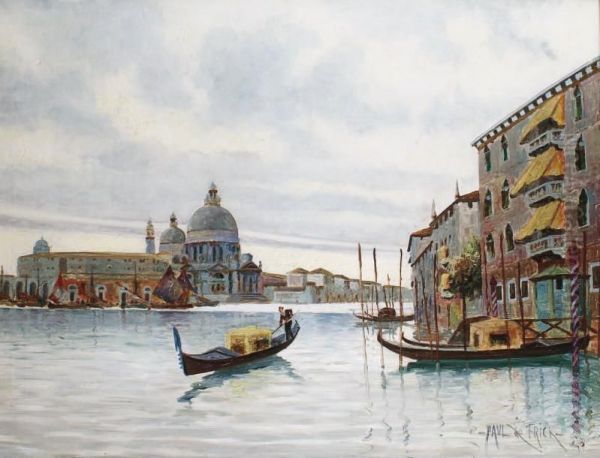 Venise, 
Gondole A L'entree Du Grand Canal Oil Painting by Paul De Frick