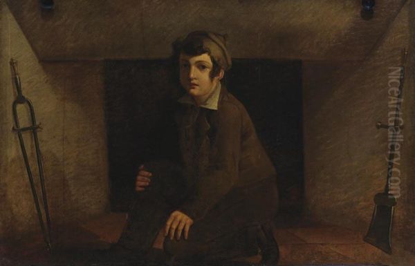 Man By A Fireplace Oil Painting by Gustave De Galard