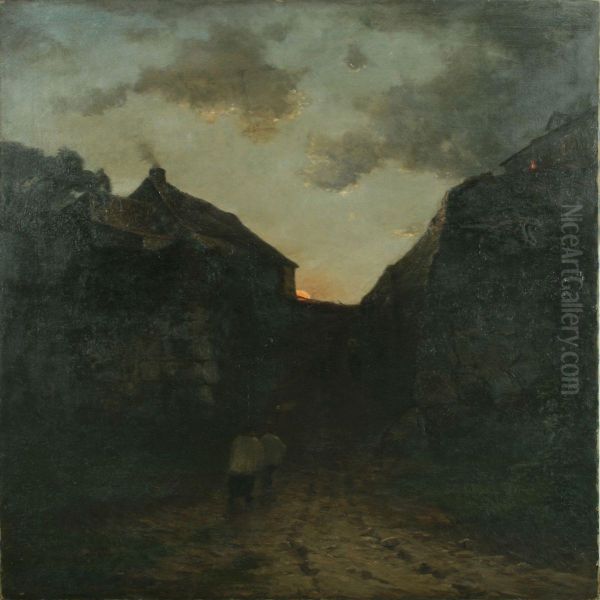 Scenery Withpersons Carrying A Cross Oil Painting by Alexander De Gassowski