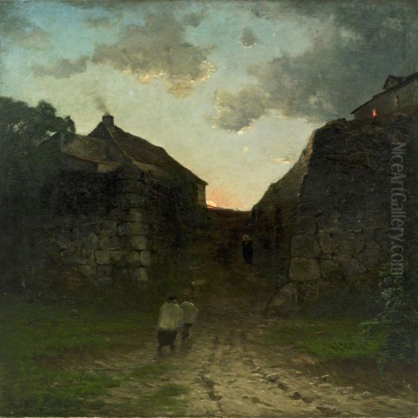 Scenery Withpersons Carrying A Cross Oil Painting by Alexander De Gassowski