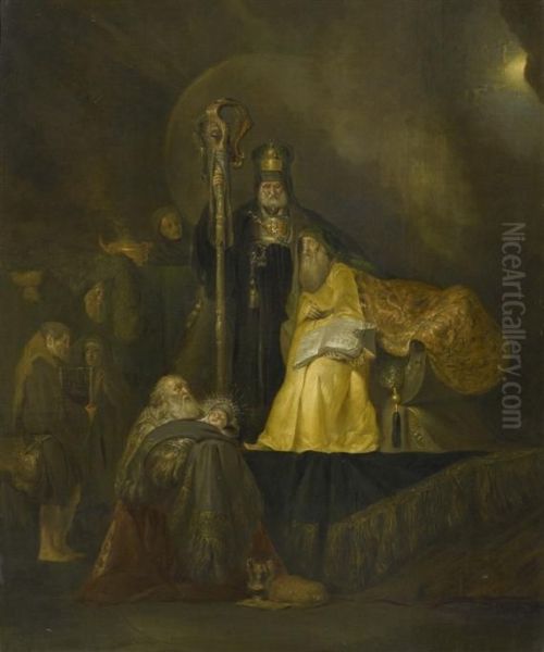 Simon In The Temple Oil Painting by Aert De Gelder