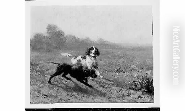 Deux Chiens D'arret Oil Painting by Jean Victor Albert De Gesne