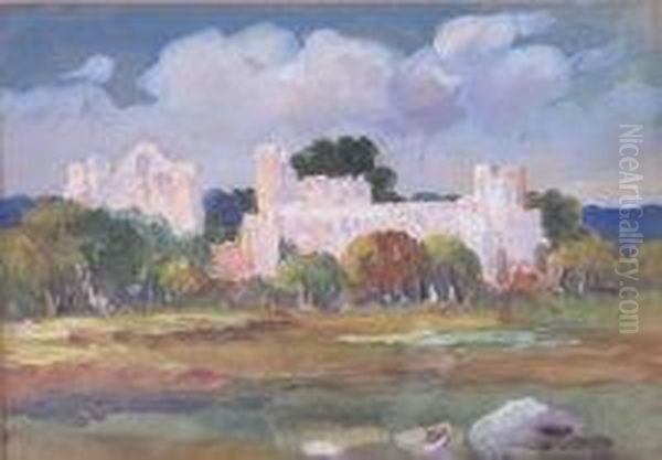 Ruined Abbey Oil Painting by Wilfred Gabriel De Glehn