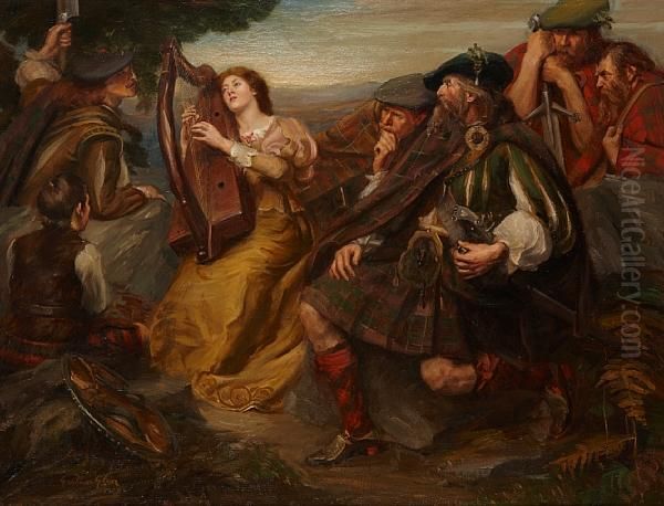 Annot Lyle, Song To The Clarsach Oil Painting by Graham De Glen