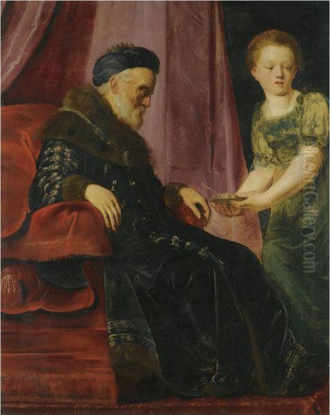 King David And Abishag Oil Painting by Pieter de Grebber