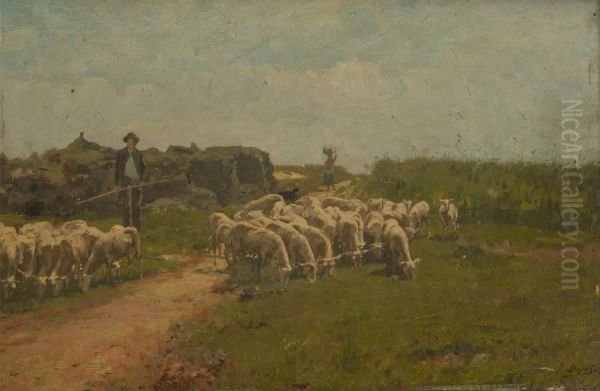 Le Troupeau De Moutons Oil Painting by Jean-Baptiste De Greef