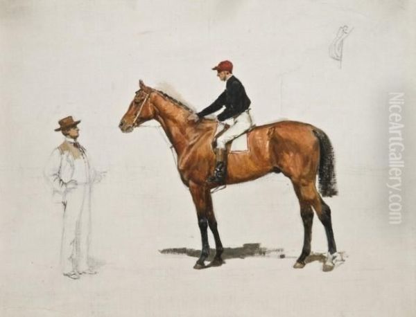 Le Baron Lupin Et Salvator, Vainqueur Du Prix Du Jockey-club Etdu Grand Prix De Paris En 1875 Oil Painting by Jean-Baptiste De Greef