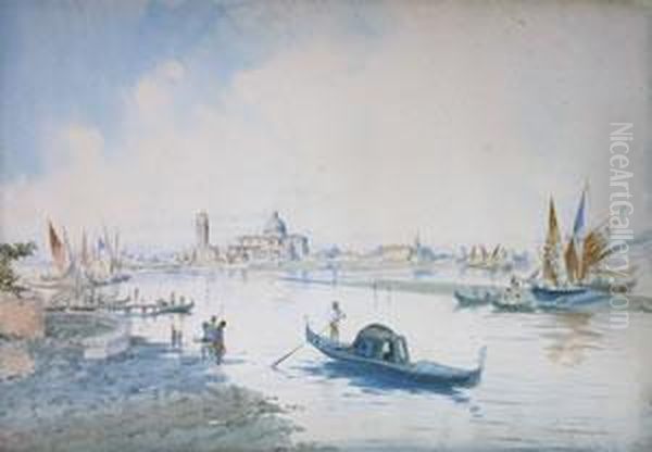 Venetian Scenes Oil Painting by Adelchi De Grossi