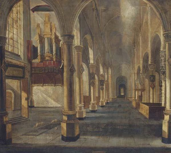 The Interior Of A Chruch Oil Painting by E. De Gruyter