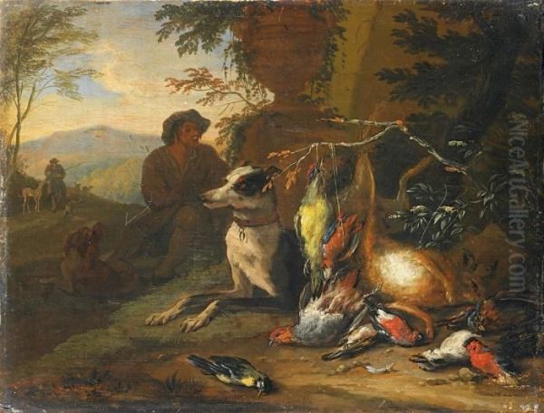 Landschaft Mit Jagdstillleben Oil Painting by Adriaen de Gryef