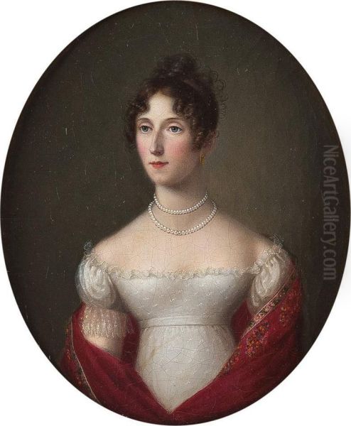 Bildnis Furstin Franziska Von Palm-grundelfingen Oil Painting by Bernhard De Guerard