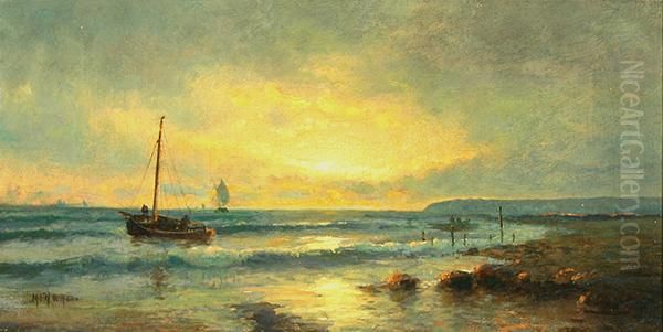 Sunset Oil Painting by Mauritz F. H. de Haas