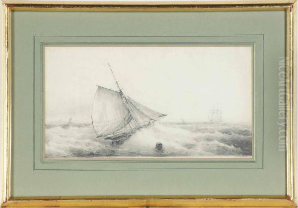 A Boat In Rough Seas Oil Painting by Mauritz F. H. de Haas