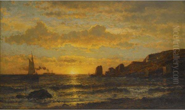 Sunset Along The Coast Oil Painting by Mauritz F. H. de Haas