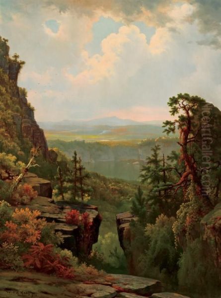 A View Of The Hudson Oil Painting by William Frederick de Haas