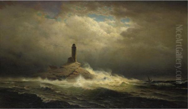 White Island Light Oil Painting by William Frederick de Haas