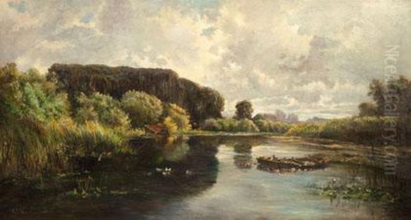 Paisaje Fluvial Oil Painting by Carlos De Haes Y Fortuny