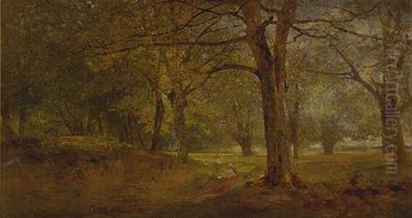 Paisaje De La Casade Campo, Madrid Oil Painting by Carlos De Haes Y Fortuny