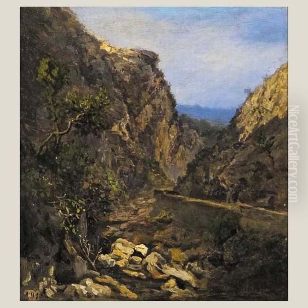 Paisaje Oil Painting by Carlos De Haes Y Fortuny