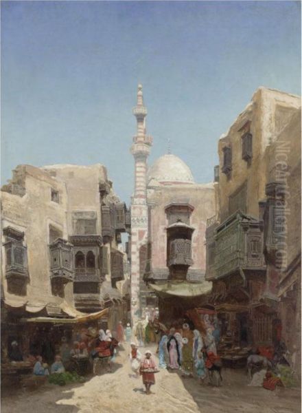 Arab Market Oil Painting by Godefroy de Hagemann