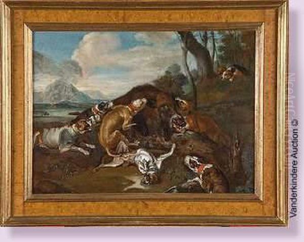 Le Chasse Au Sanglier Oil Painting by Johann Georg Hamilton