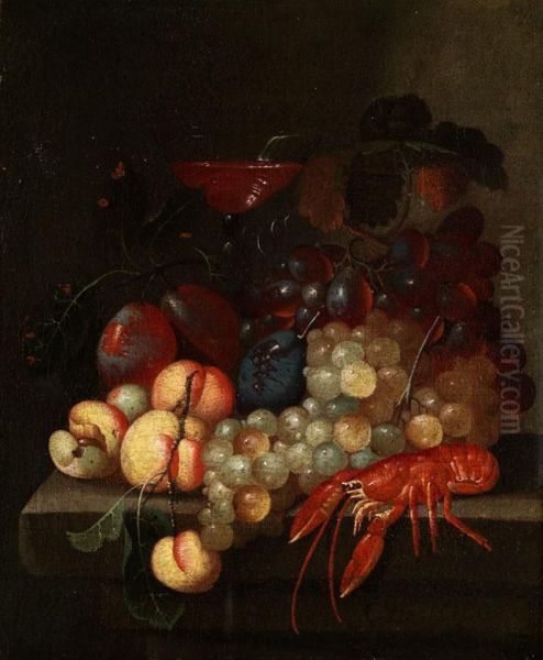 Fruchtestilleben Mit Krebs Oil Painting by David Davidsz. De Heem