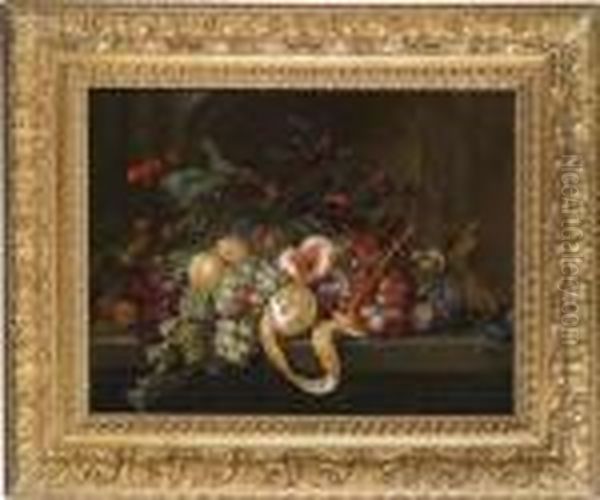 Still Life With Fruit And Nuts On A Stone Table Oil Painting by Jan Davidsz De Heem