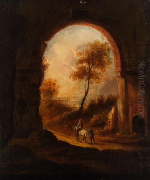 Reiter In Tiefer Landschaft Oil Painting by Willem De Heer