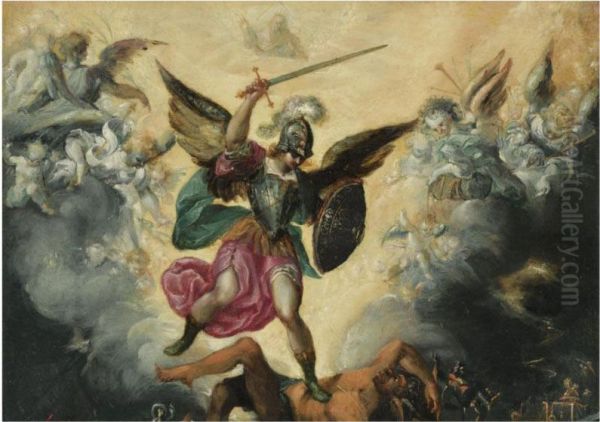 The Triumph Of Saint Michael Over The Devil Oil Painting by Francisco De Herrera The Younger