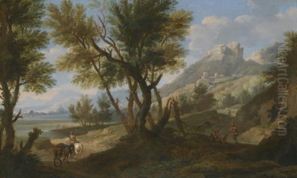 An Italianate Landscape Oil Painting by Jacob De Heusch