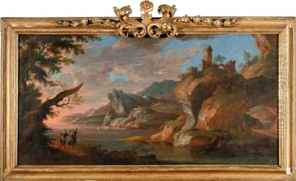 Veduta Di Fantasia Della Costa Laziale Oil Painting by Jacob De Heusch