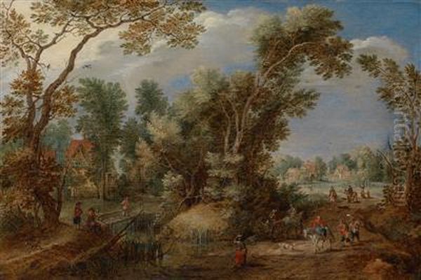 Waldlandschaft Mit Blick Auf Ein Dorf Oil Painting by Gillis Claesz De Hondecoeter