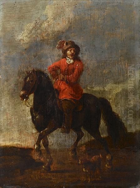 A Gentleman On Horseback Oil Painting by Lambert de Hondt