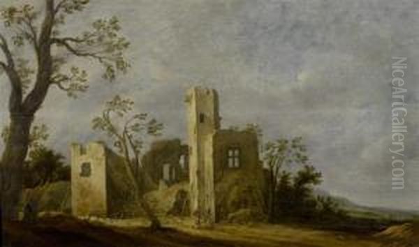 Landscape With Ruins Oil Painting by Charles-Cornelisz de Hooch