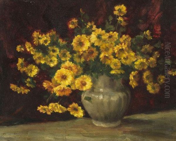 Gelbe Blumen In Einer Vase Oil Painting by Bernard Johann De Hoog