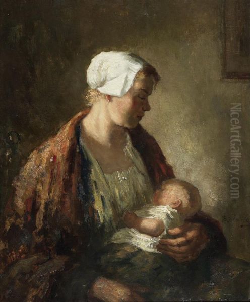 Mother & Child Oil Painting by Bernard Johann De Hoog