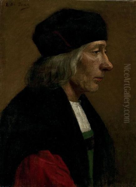 Portrait Of A Man In Profile Oil Painting by Edouard De Jans